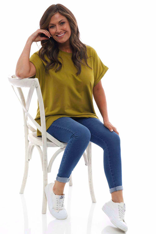 Rebecca Rolled Sleeve Top Mustard - Image 1
