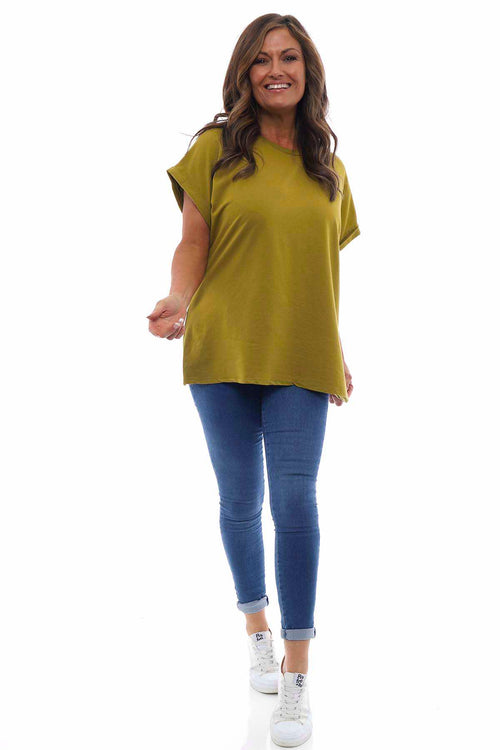 Rebecca Rolled Sleeve Top Mustard - Image 2