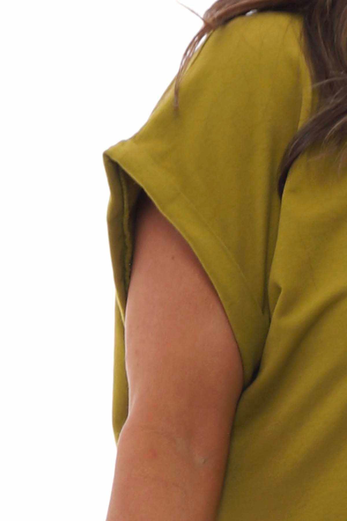 Rebecca Rolled Sleeve Top Mustard