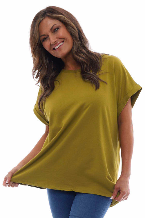 Rebecca Rolled Sleeve Top Mustard - Image 4
