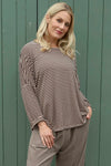 Frances Stripe Sweat Top Cocoa