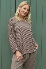 Frances Stripe Sweat Top Cocoa Cocoa - Frances Stripe Sweat Top Cocoa