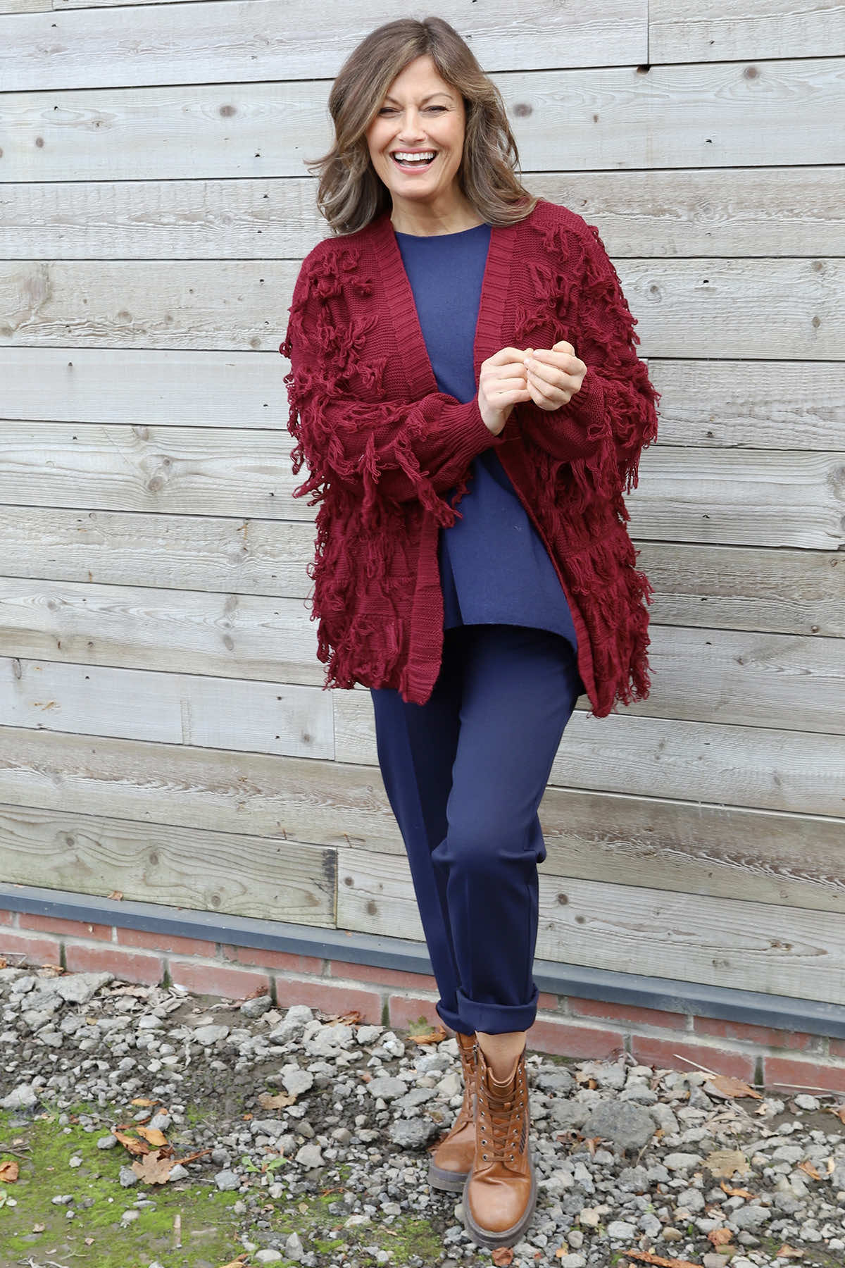 Caitlin Tassel Knitted Cardigan Wine