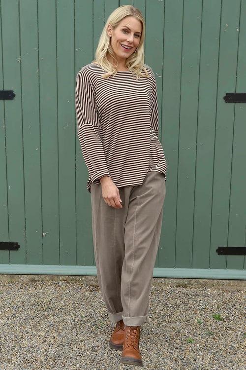 Poppy Needlecord Trousers Mocha - Image 2