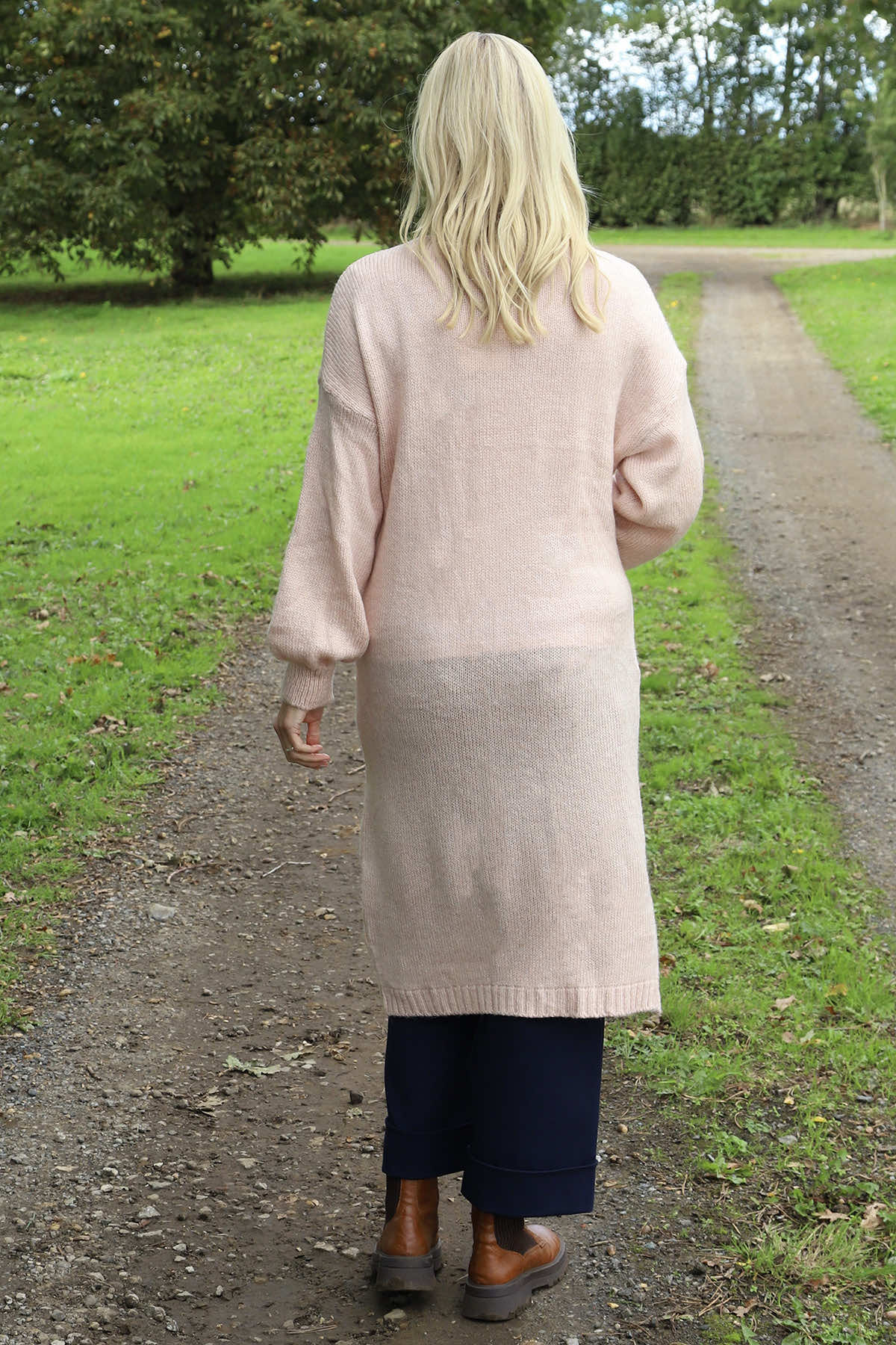 Chelsea Long Knitted Cardigan Pink