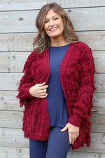 Caitlin Tassel Knitted Cardigan Wine Wine - Caitlin Tassel Knitted Cardigan Wine