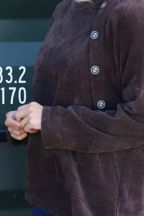 Donna Cord Button Top Cocoa - Image 3