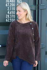 Donna Cord Button Top Cocoa Cocoa - Donna Cord Button Top Cocoa