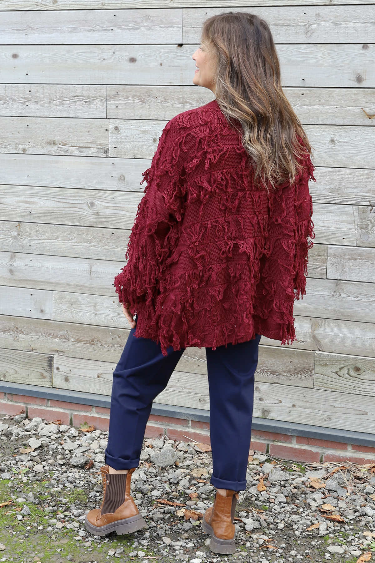 Caitlin Tassel Knitted Cardigan Wine