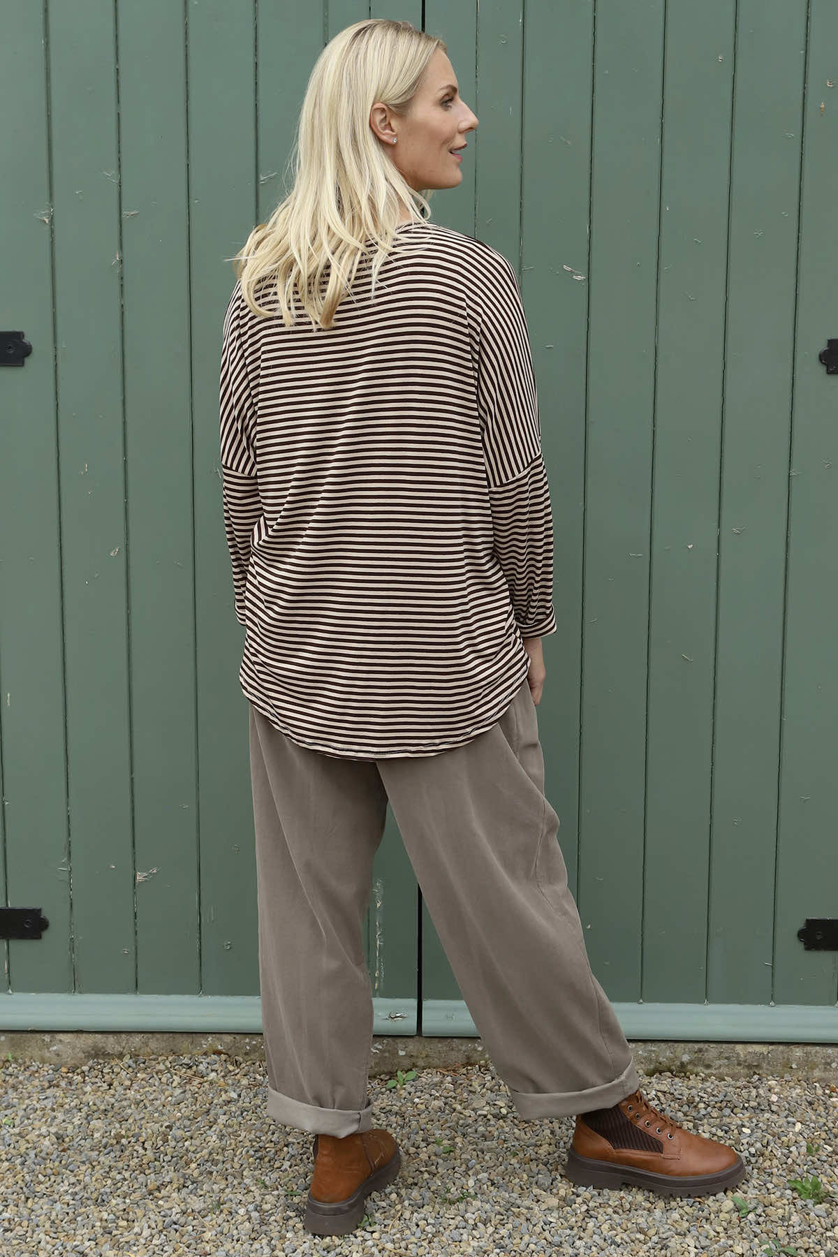 Frances Stripe Sweat Top Cocoa