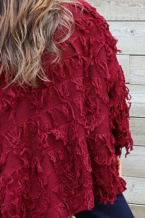 Caitlin Tassel Knitted Cardigan Wine - Image 4