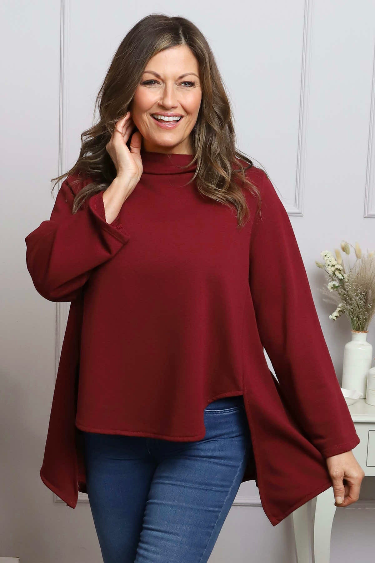 Courtney Cotton Top Wine