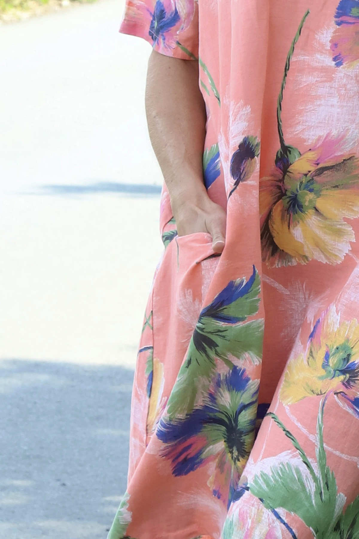 Milana Print Linen Dress Orange