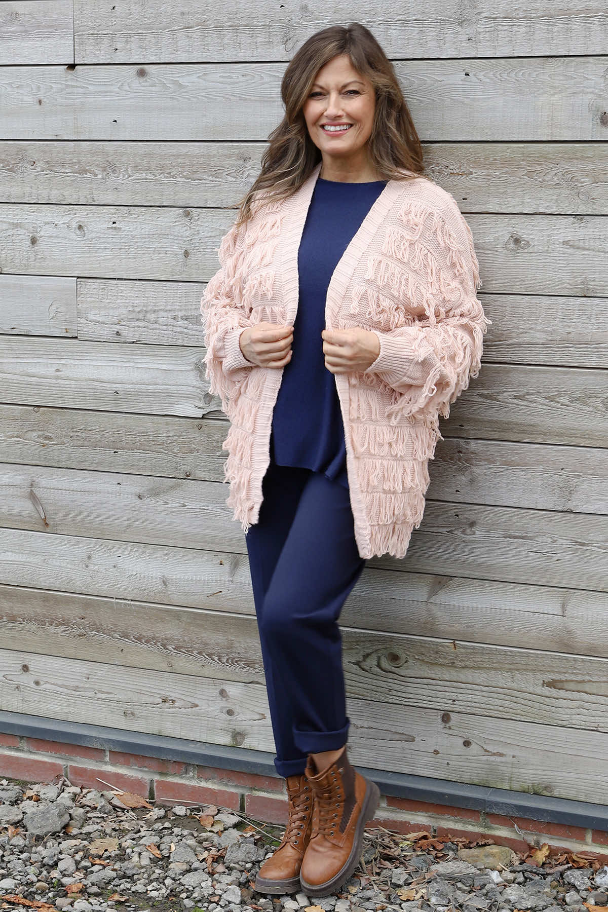 Caitlin Tassel Knitted Cardigan Pink