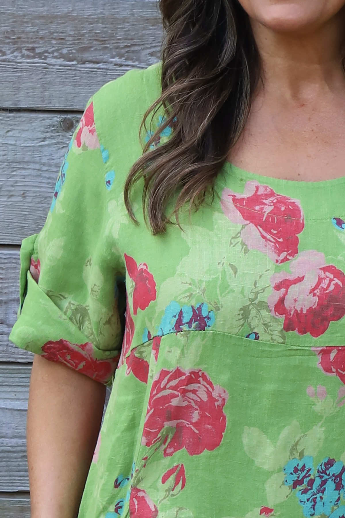 Jolee Floral Print Linen Dress Green