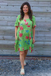 Jolee Floral Print Linen Dress Green