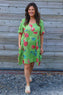 Jolee Floral Print Linen Dress Green