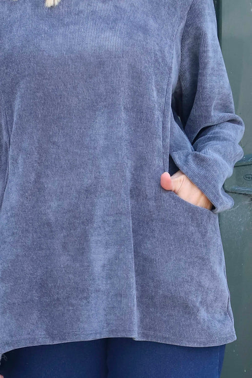 Eileen Cord Pocket Top Mid Grey - Image 3