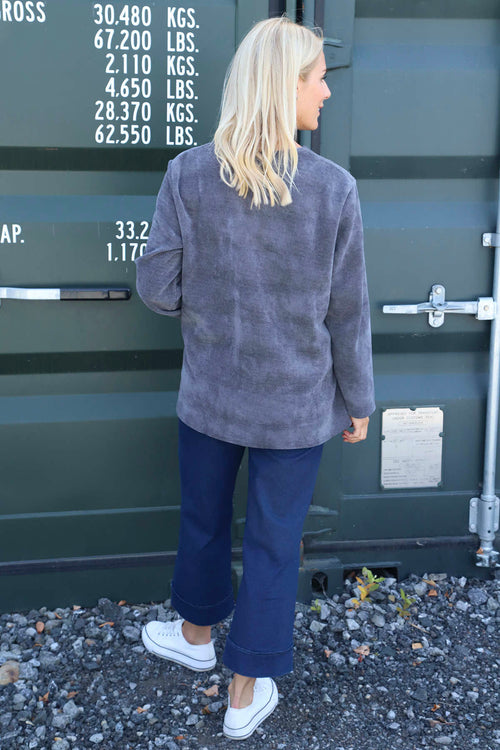 Eileen Cord Pocket Top Mid Grey - Image 4