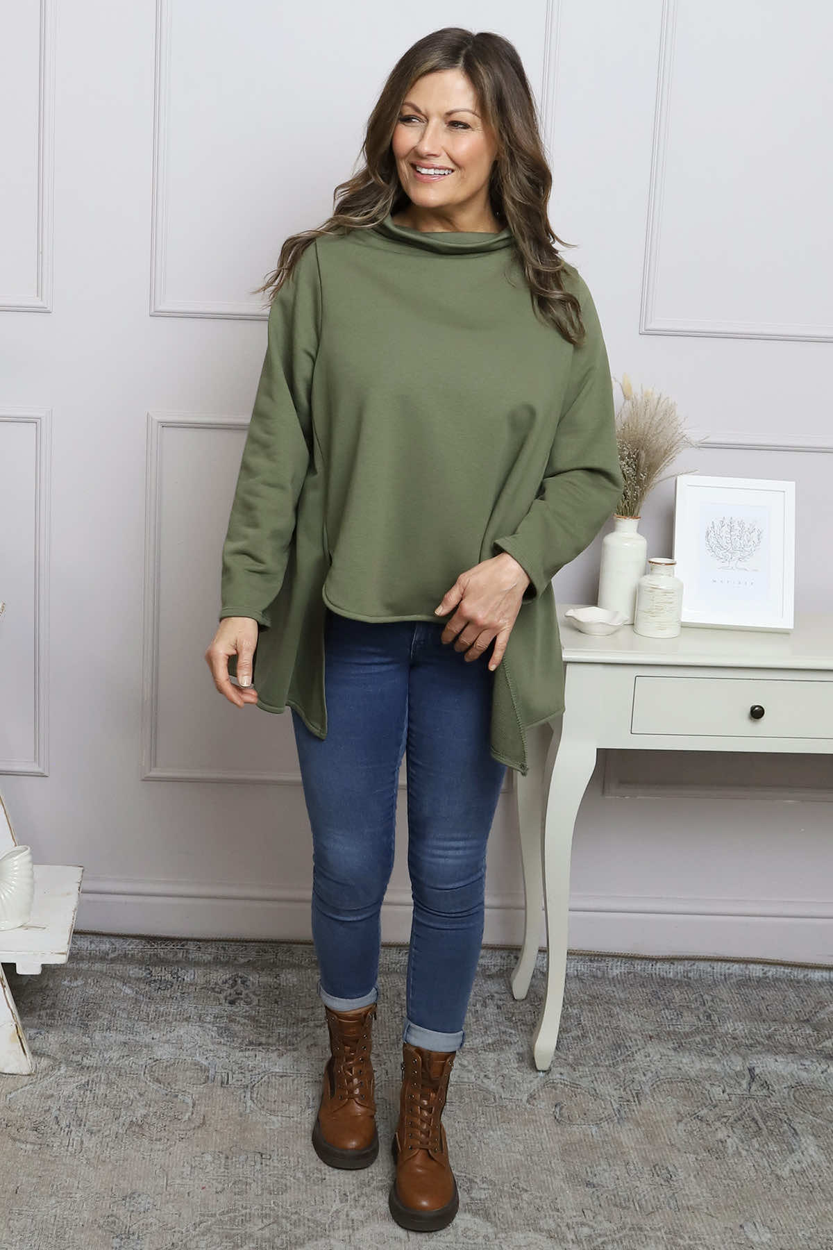 Courtney Cotton Top Khaki