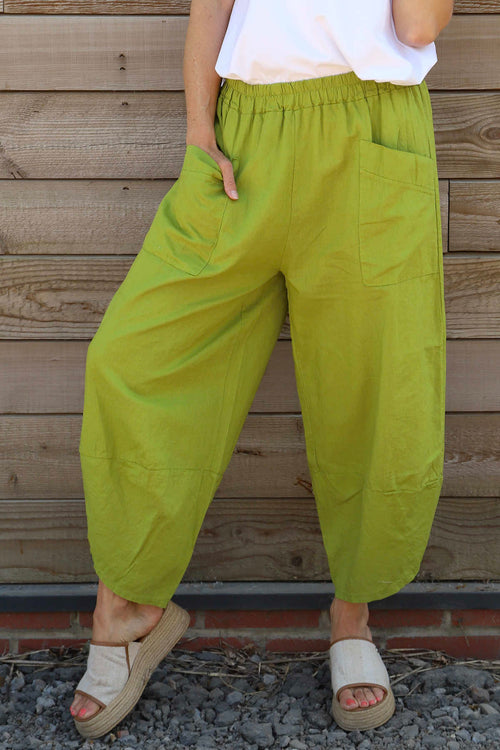 Primrose Linen Trousers Olive - Image 3