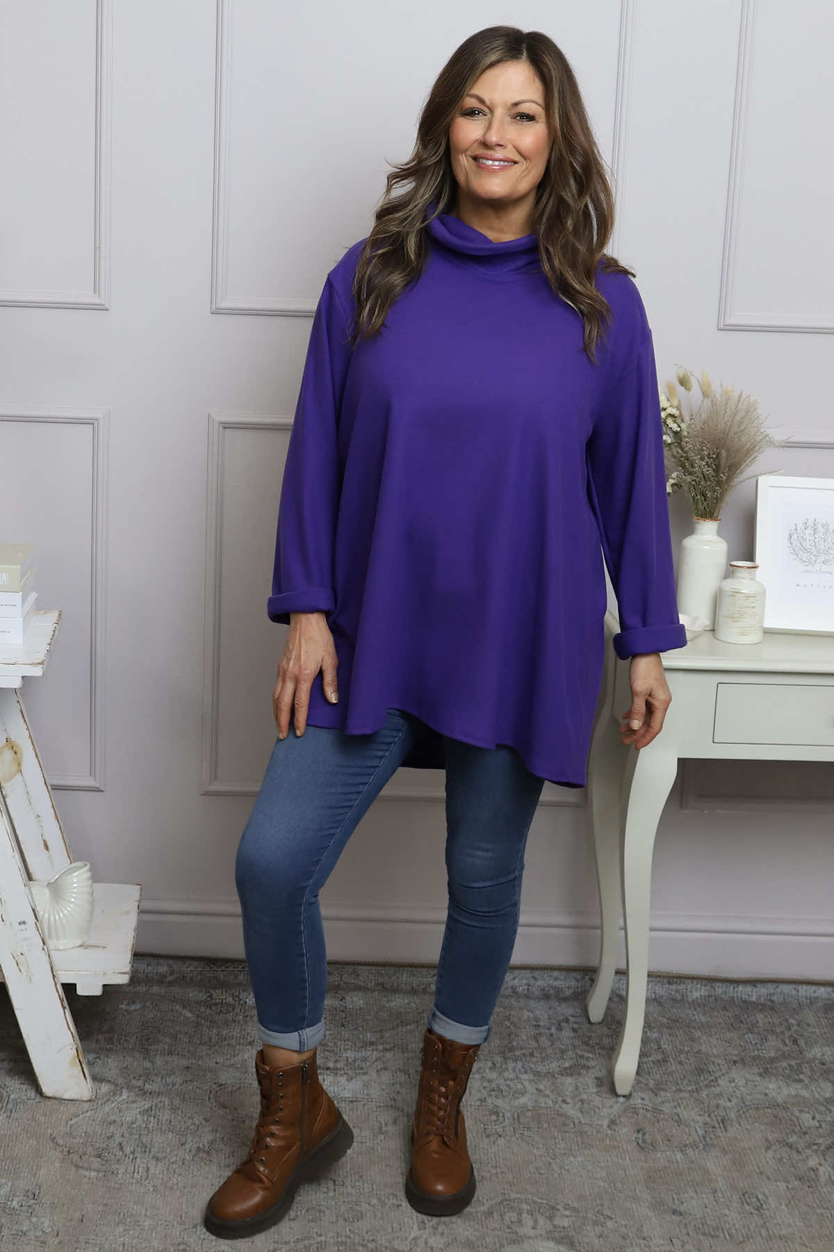 Nialla Cowl Neck Top Purple