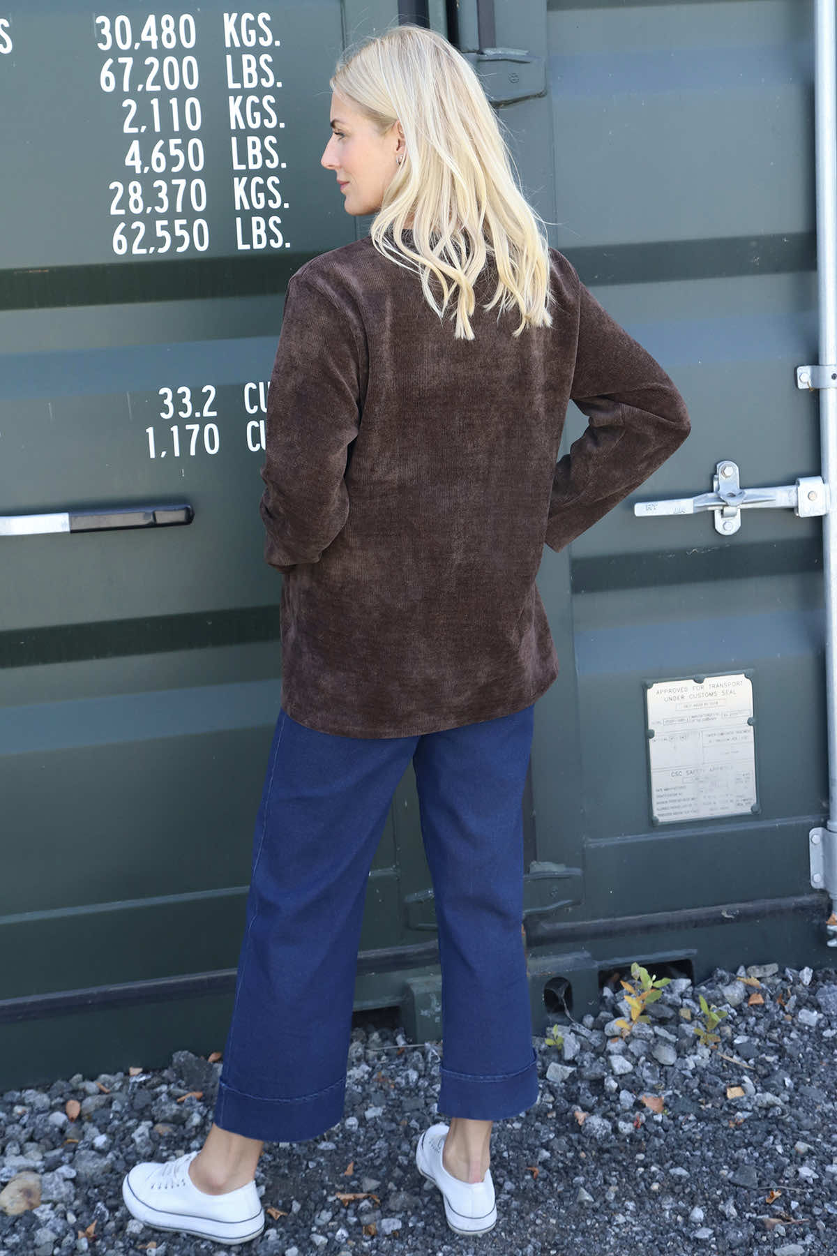 Eileen Cord Pocket Top Cocoa