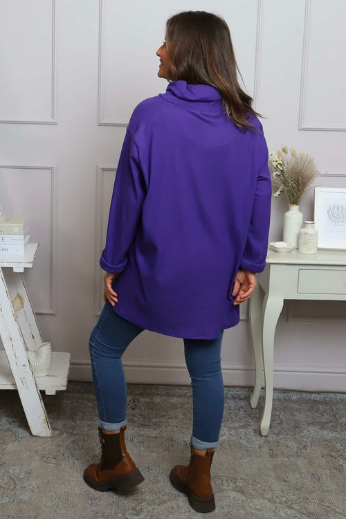 Nialla Cowl Neck Top Purple - Image 4