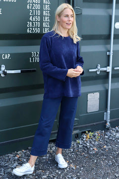 Eileen Cord Pocket Top Navy