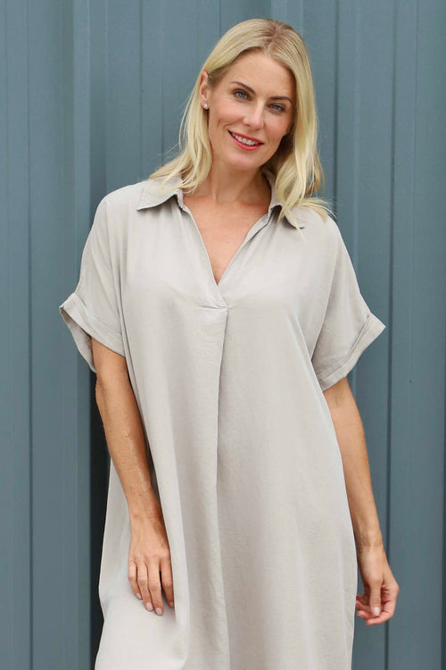 Chappell V-Neck Dress Light Mocha - Image 4