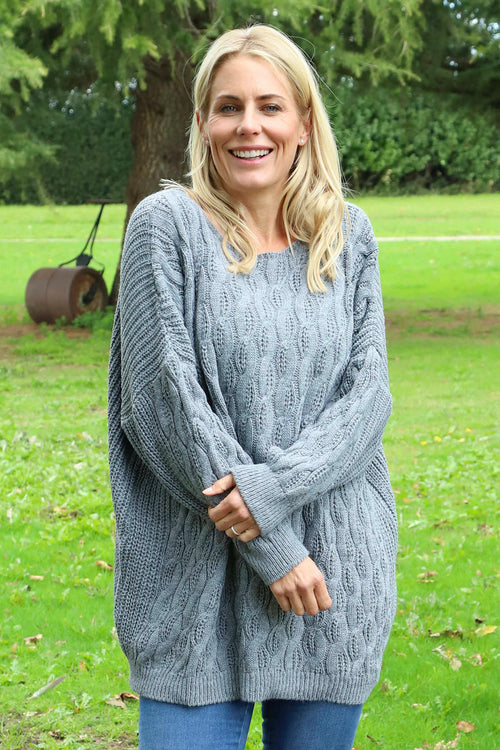 Tamsin Knitted Jumper Mid Grey - Image 3