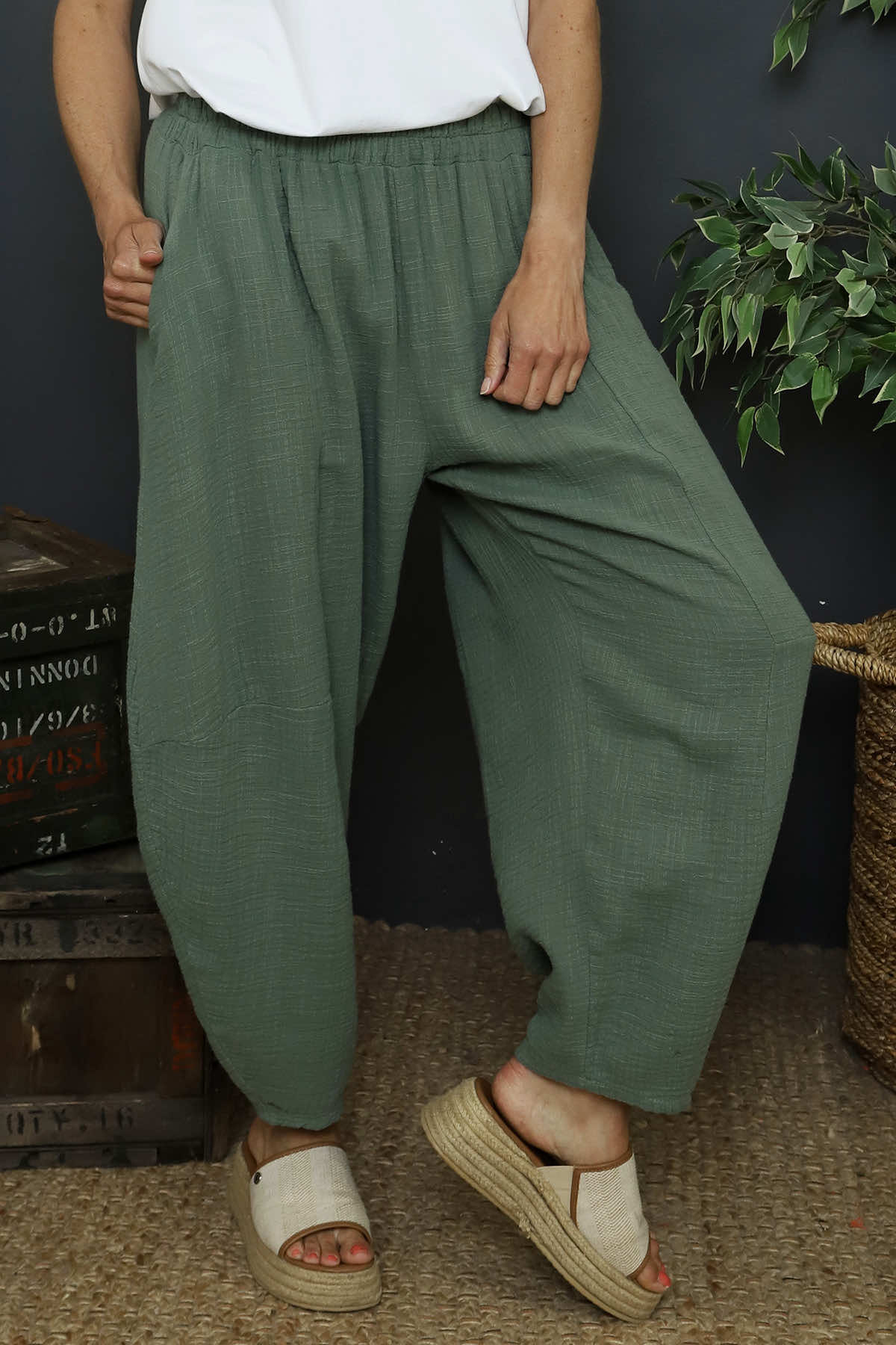 Ratana Cotton Trousers Khaki
