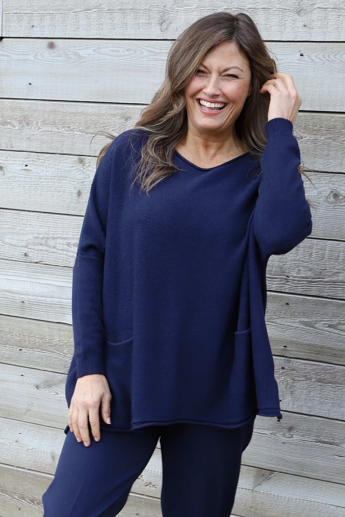 Ferne Pocket Knitted Jumper Navy