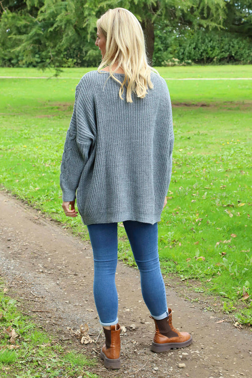 Tamsin Knitted Jumper Mid Grey - Image 4