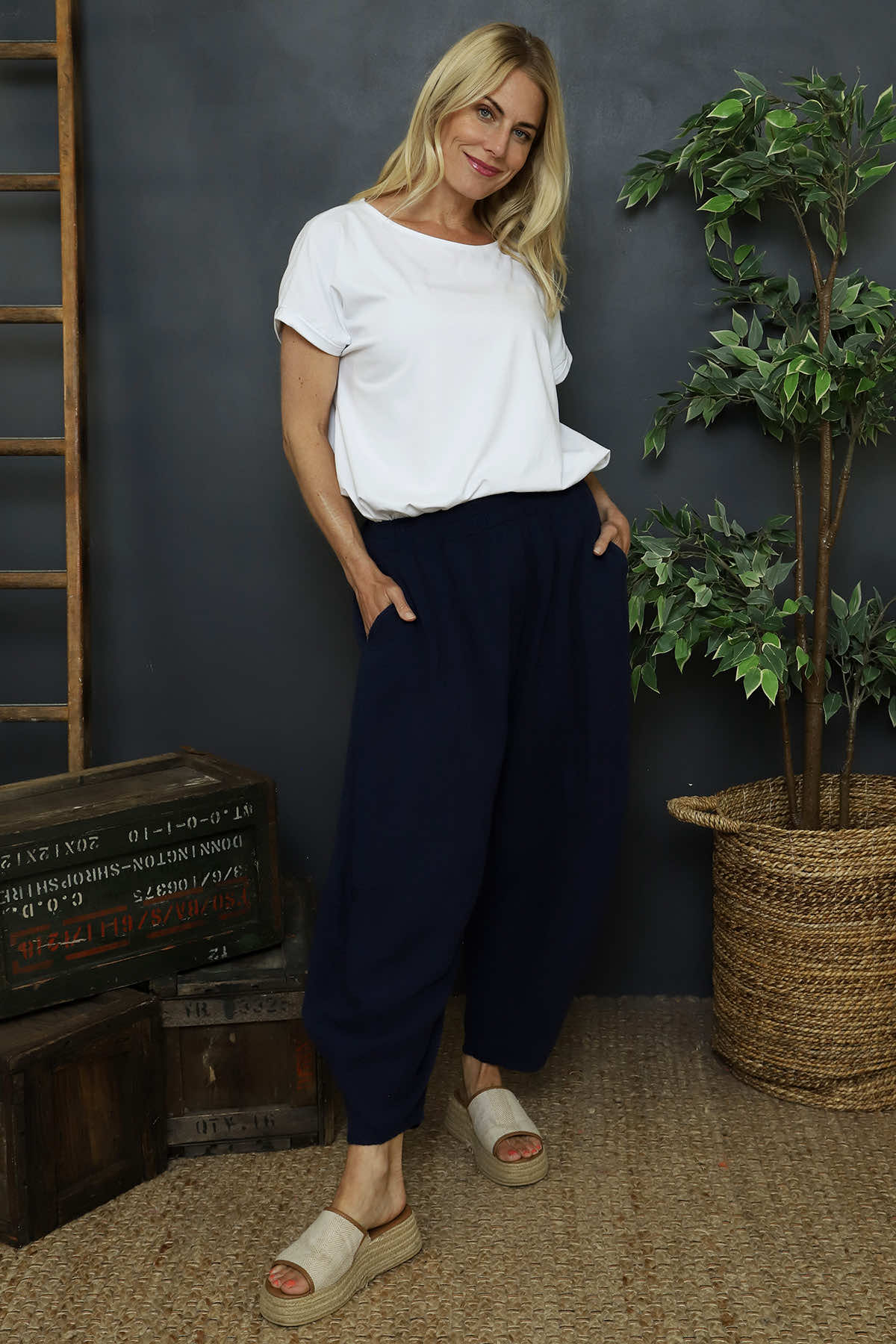 Ratana Cotton Trousers Navy