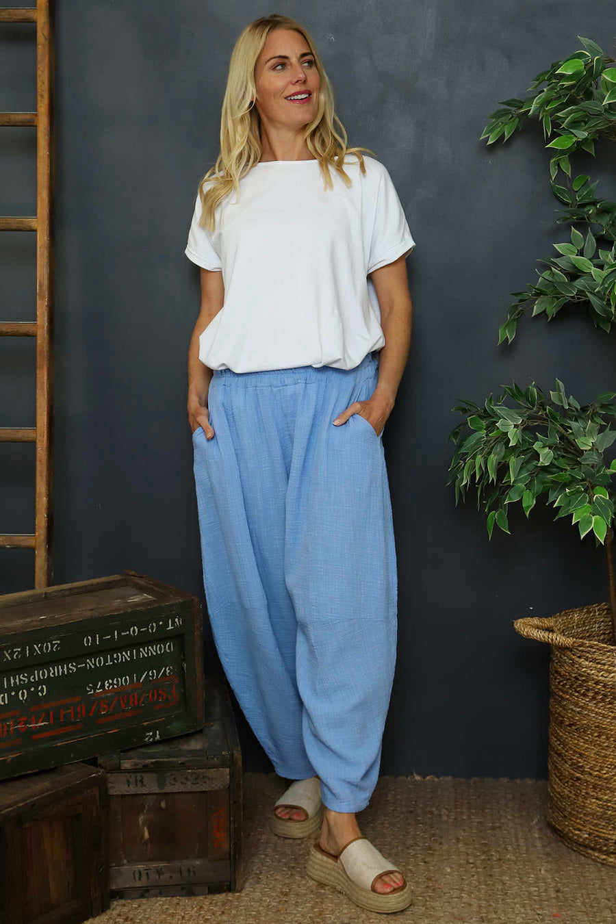 Ratana Cotton Trousers Powder Blue