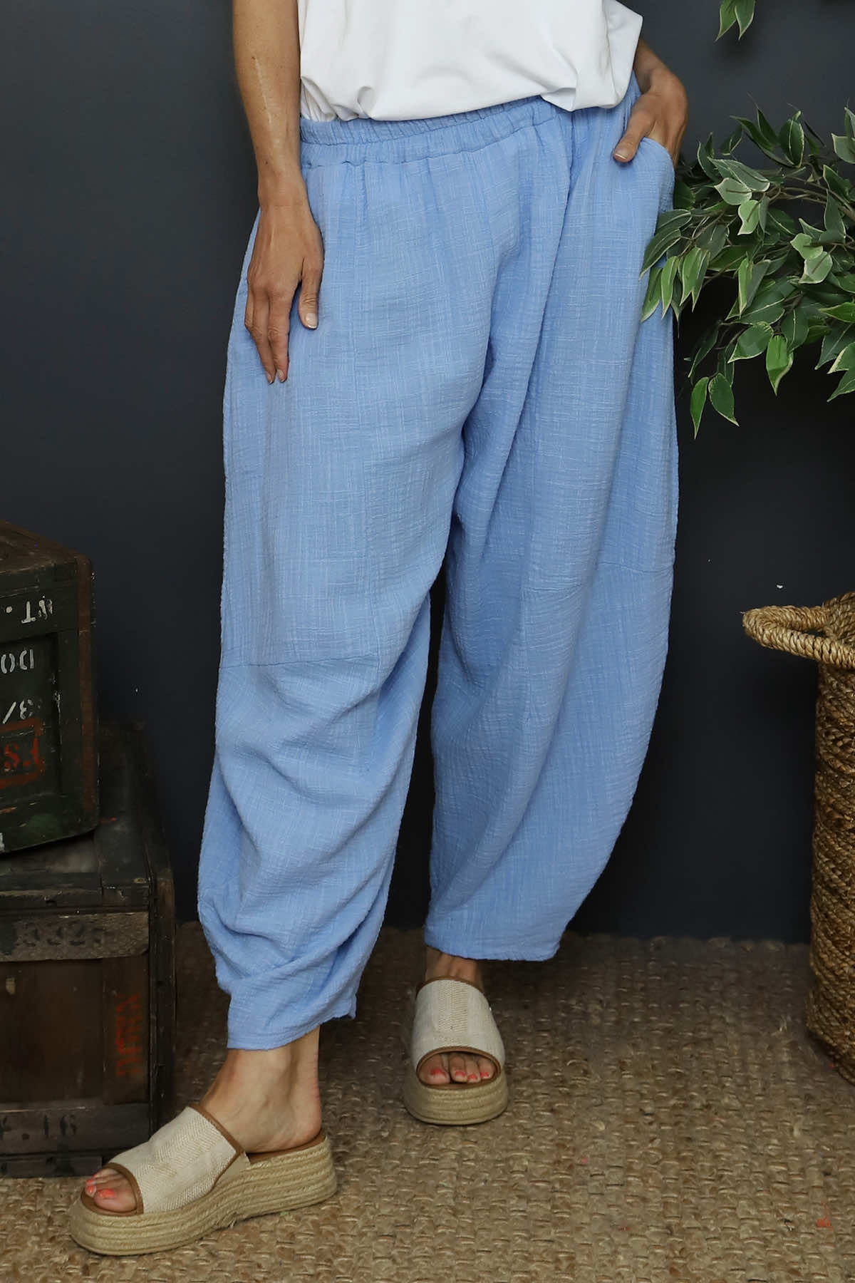 Ratana Cotton Trousers Powder Blue