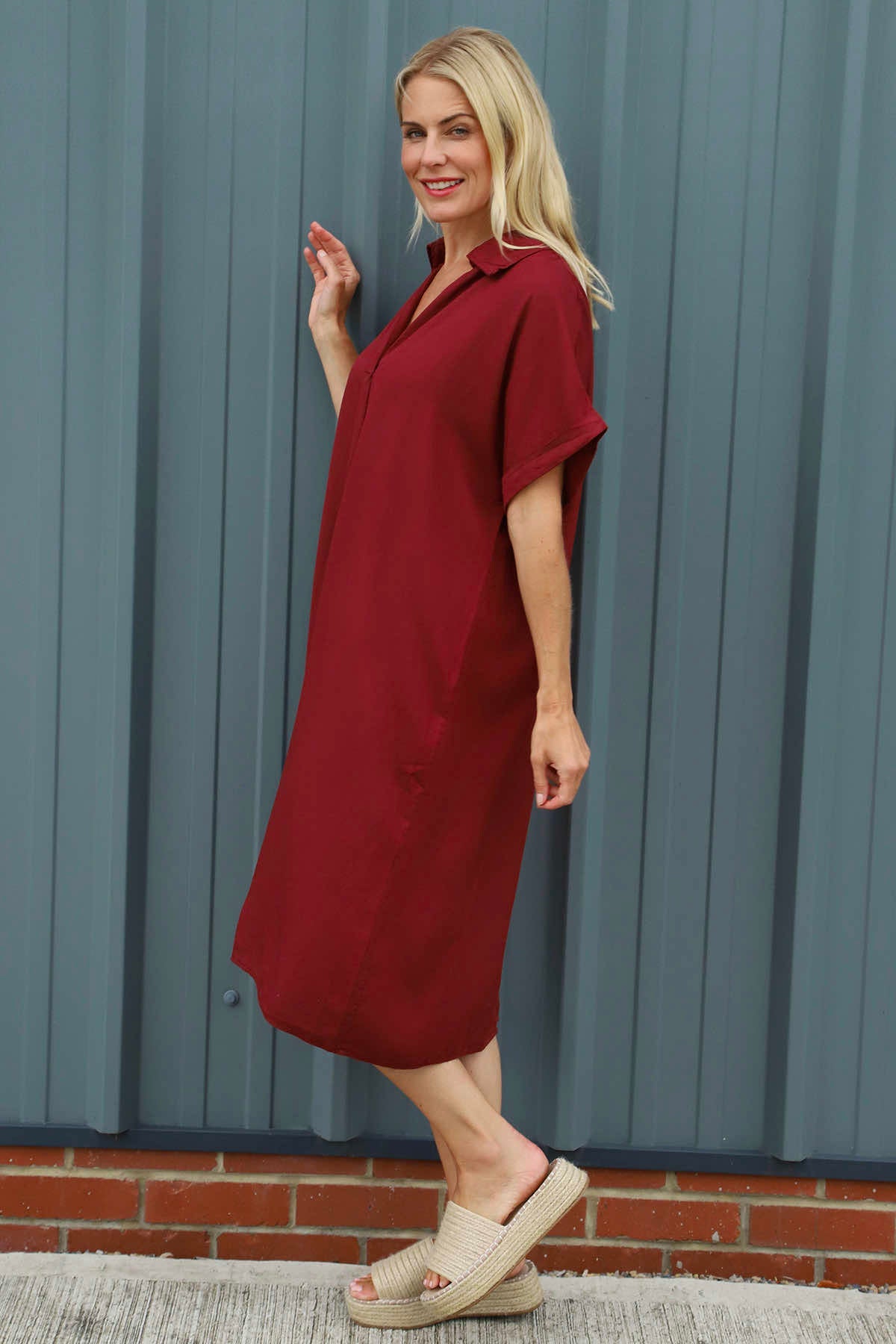 Chappell V-Neck Dress Wine