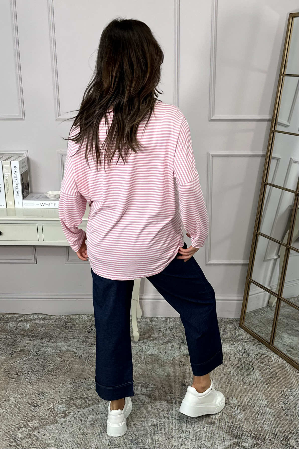 Frances Stripe Sweat Top Pink
