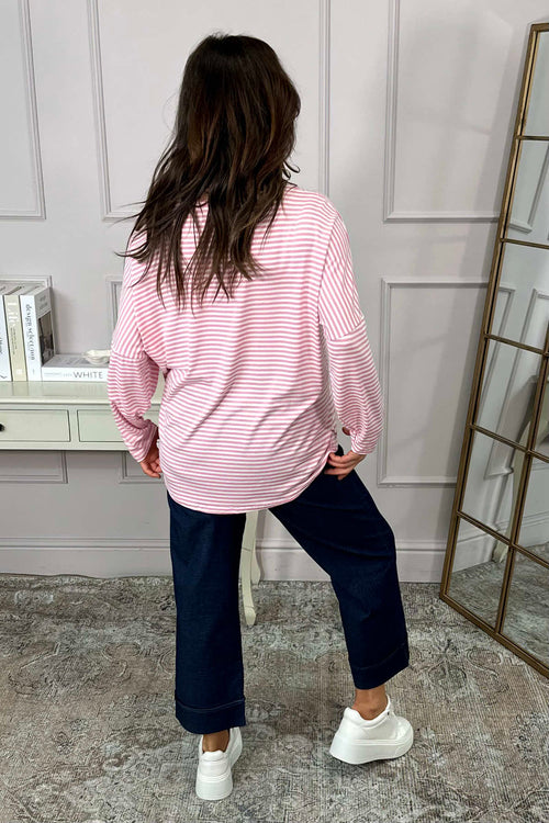 Frances Stripe Sweat Top Pink - Image 4
