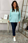 Frances Stripe Sweat Top Aqua
