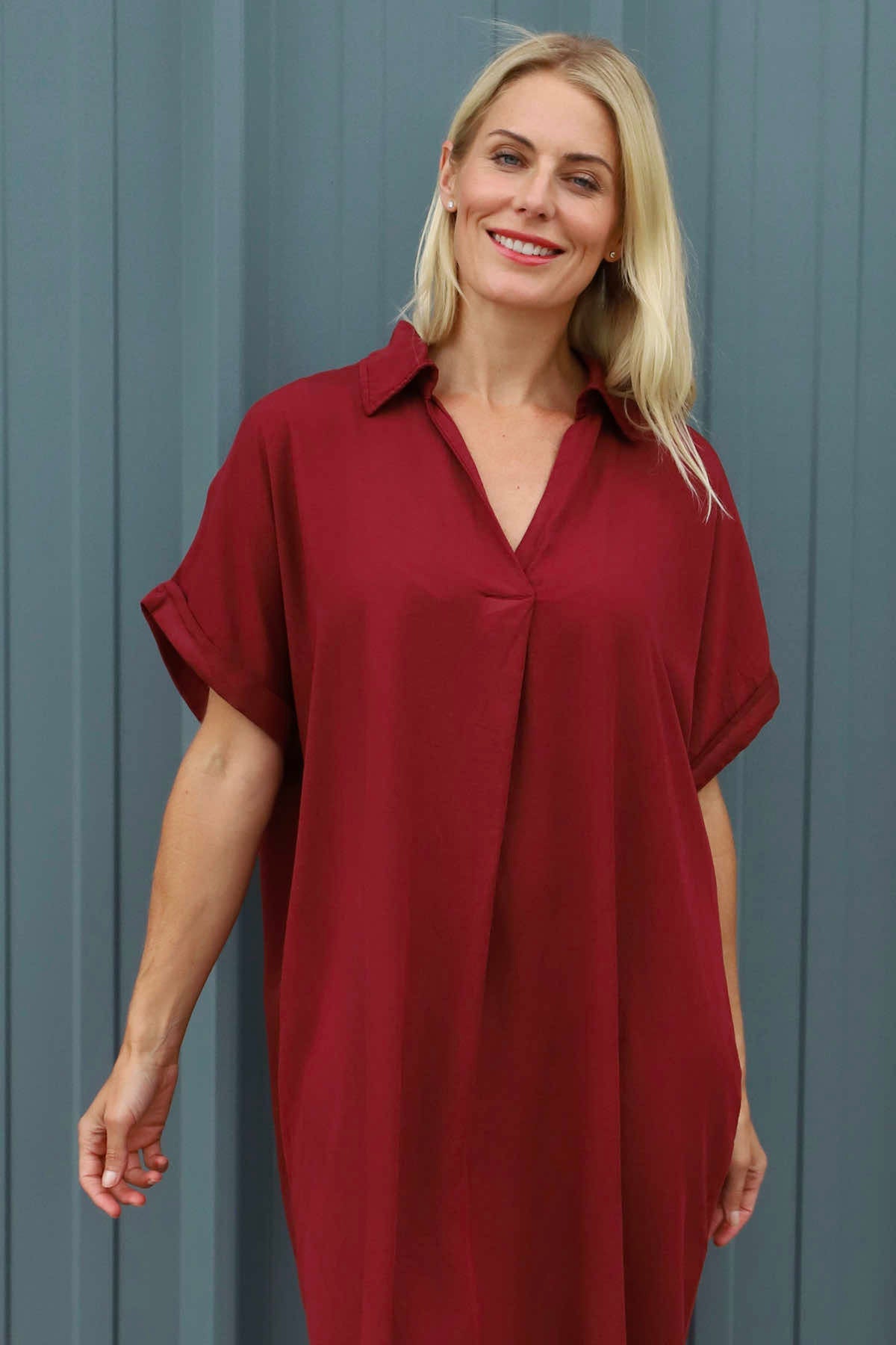 Chappell V-Neck Dress Wine