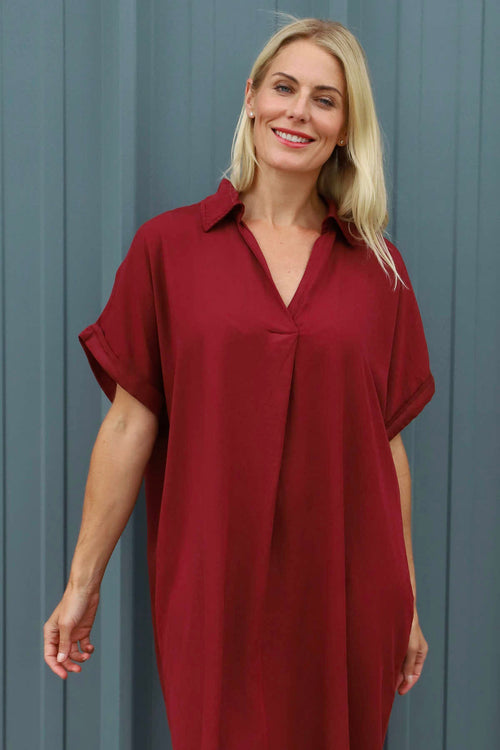 Chappell V-Neck Dress Wine - Image 3