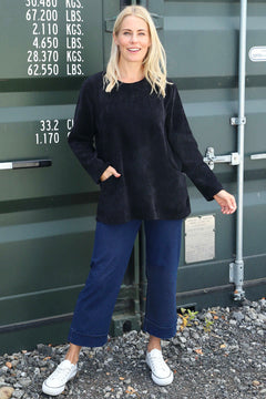 Eileen Cord Pocket Top Black