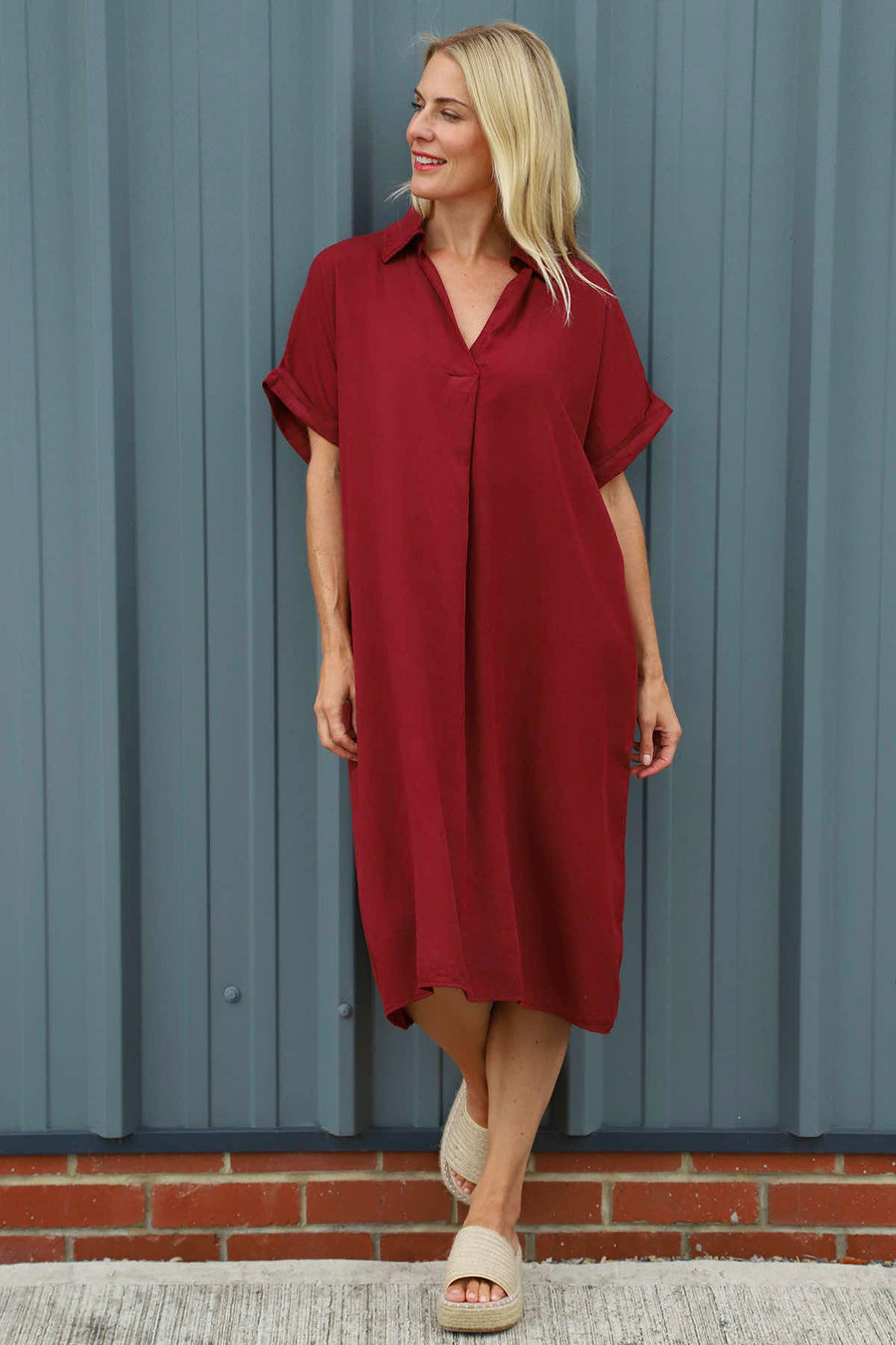 Chappell V-Neck Dress Wine
