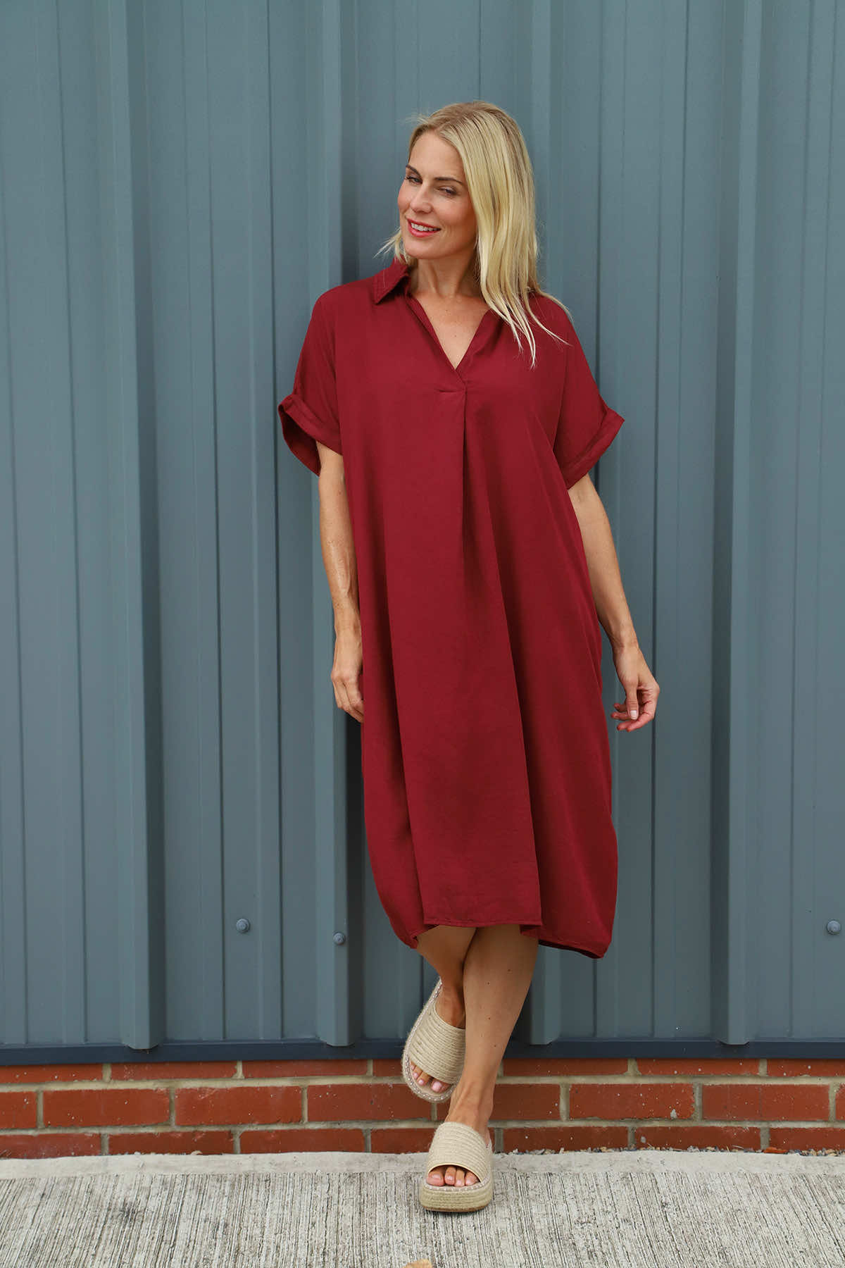 Chappell V-Neck Dress Wine
