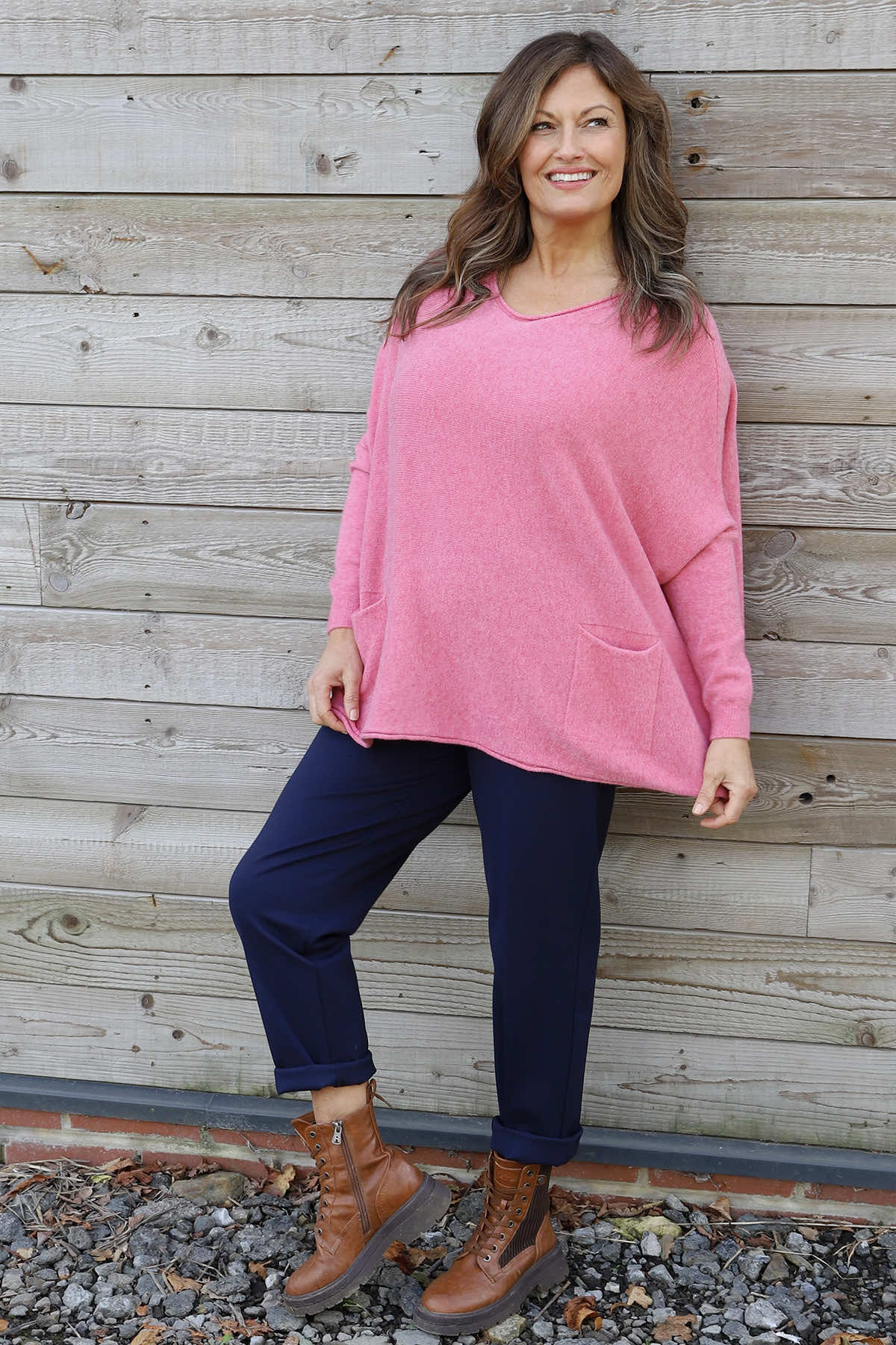 Ferne Pocket Knitted Jumper Pink