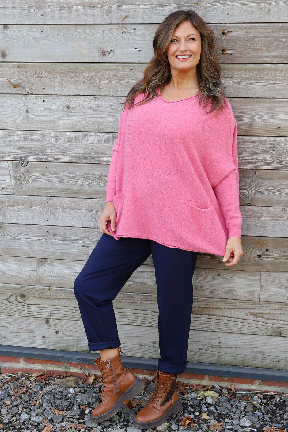 Ferne Pocket Knitted Jumper Pink