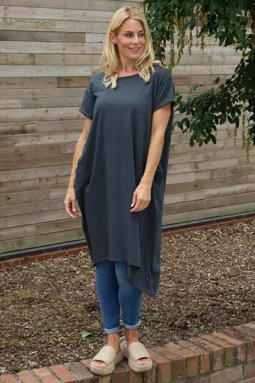Clara Cotton Dress Charcoal - Image 2