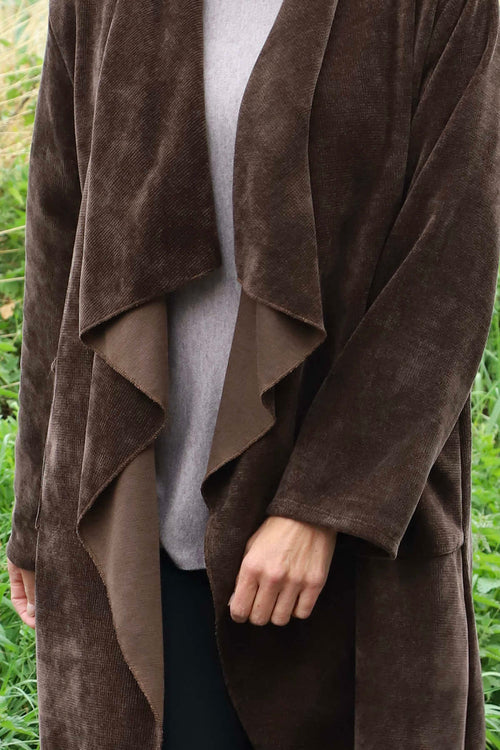 Dorothy Cord Waterfall Cardigan Cocoa - Image 3